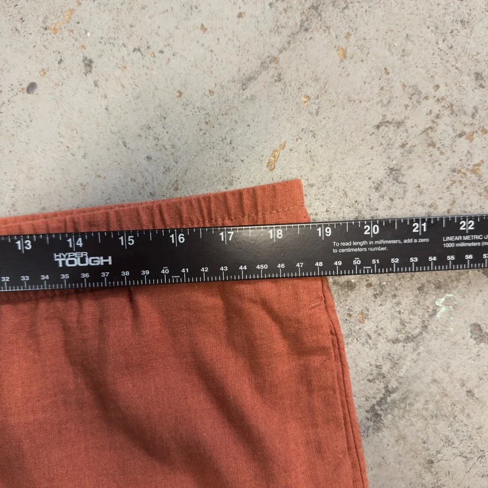 HM Mens Loose Fit Linen Blend Trousers Burnt Orange Elastic Waist Size L